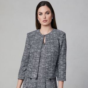Karl Lagerfeld Grey Tweed Cropped Jacket